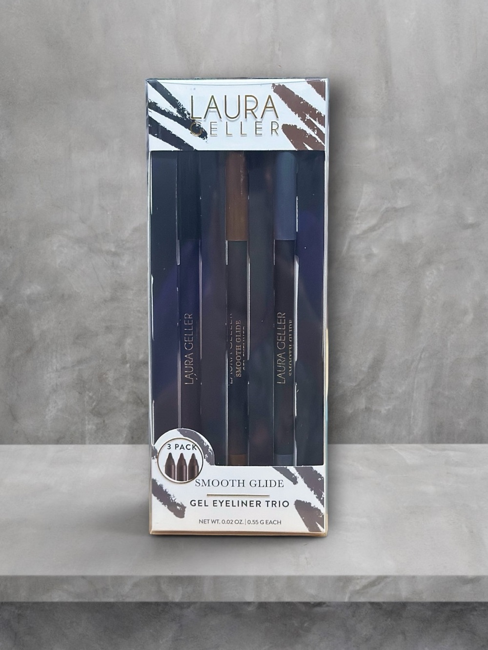 Laura Geller Smooth Glide Gel Eyeliner Trio- includes a black, gray & brown